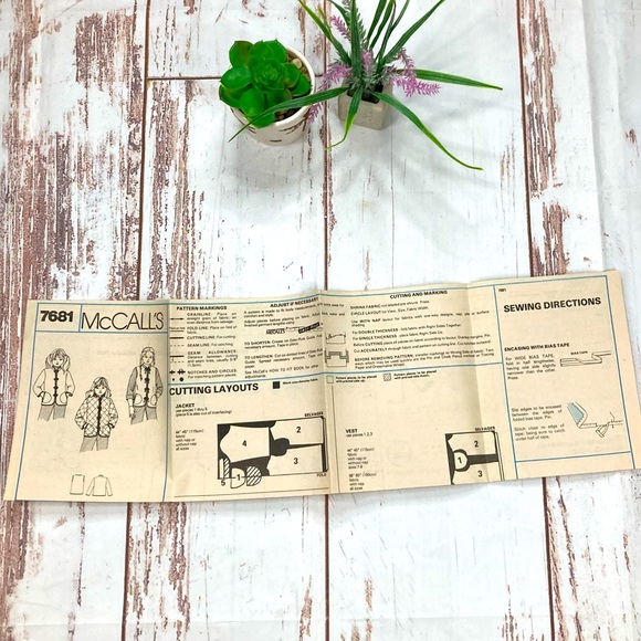 McCall’s #7681 Girls’ Jacket And Vest Patterns VTG 1981 DIY - Picture 5 of 13